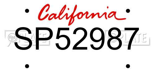 SP52987 California License Plate