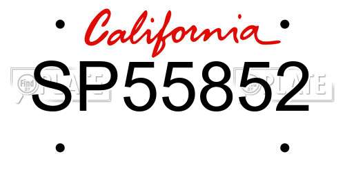 SP55852 California License Plate