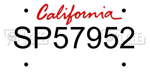 SP57952 California License Plate
