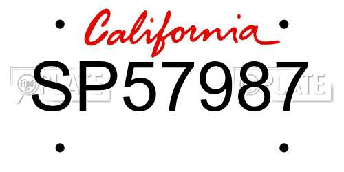 SP57987 California License Plate