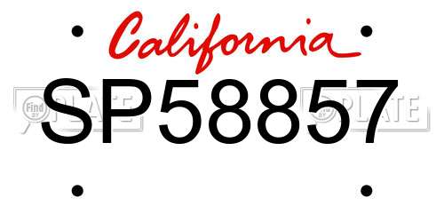SP58857 California License Plate