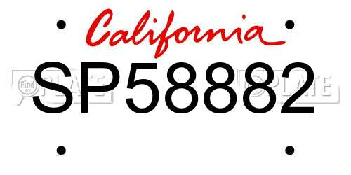 SP58882 California License Plate