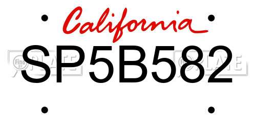SP5B582 California License Plate