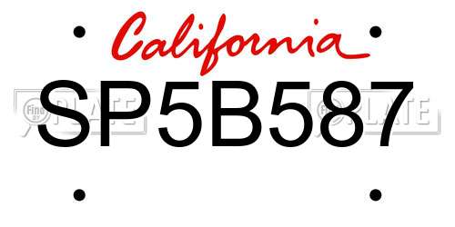 SP5B587 California License Plate