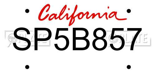 SP5B857 California License Plate