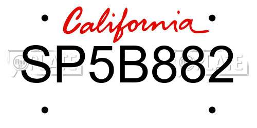 SP5B882 California License Plate