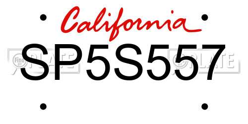 SP5S557 California License Plate