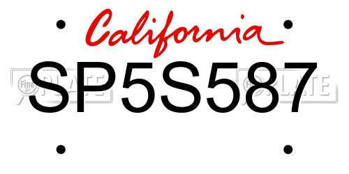 SP5S587 California License Plate