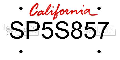 SP5S857 California License Plate