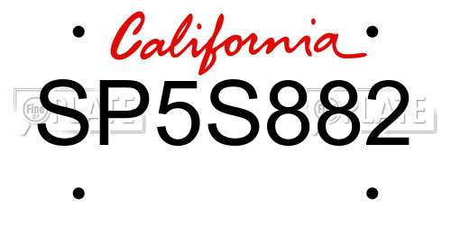 SP5S882 California License Plate