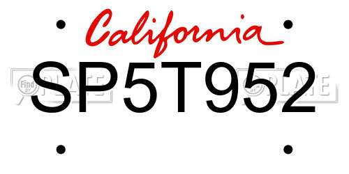 SP5T952 California License Plate