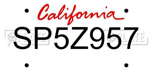 SP5Z957 California License Plate