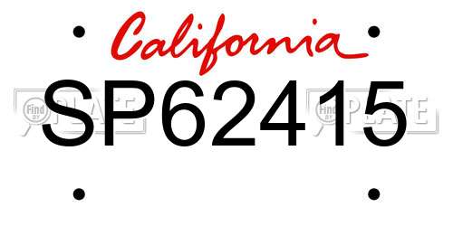 SP62415 California License Plate