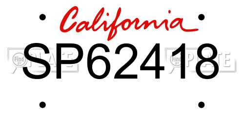 SP62418 California License Plate