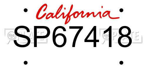 SP67418 California License Plate