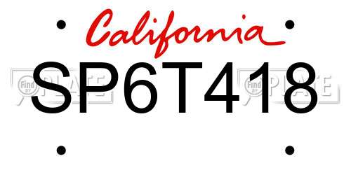 SP6T418 California License Plate