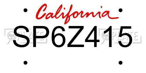 SP6Z415 California License Plate