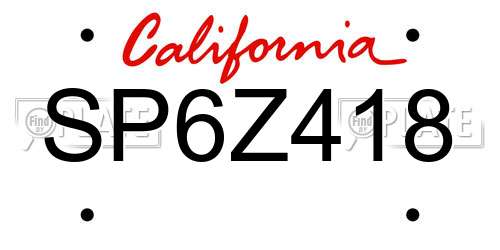 SP6Z418 California License Plate