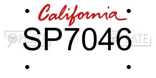 SP7046 California License Plate