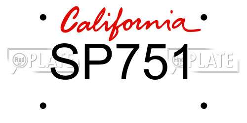 SP751 California License Plate