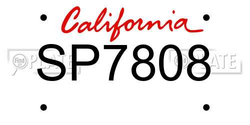SP7808 California License Plate