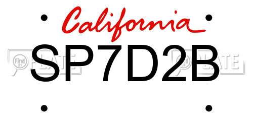 SP7D2B California License Plate