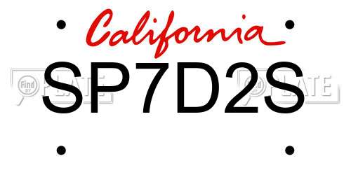 SP7D2S California License Plate