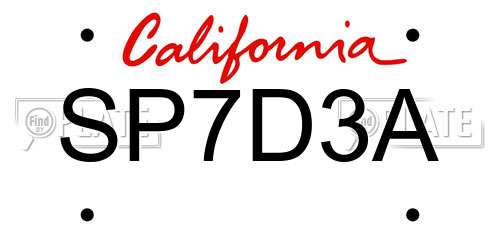 SP7D3A California License Plate