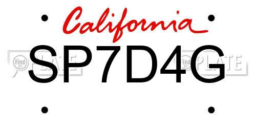 SP7D4G California License Plate