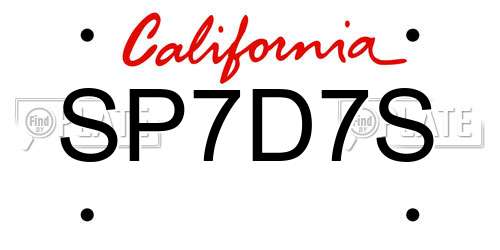 SP7D7S California License Plate