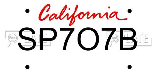 SP7O7B California License Plate