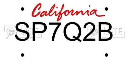 SP7Q2B California License Plate