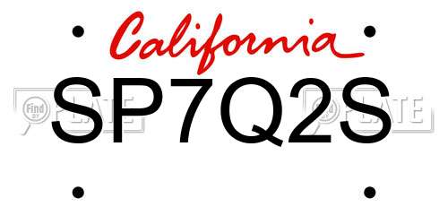 SP7Q2S California License Plate