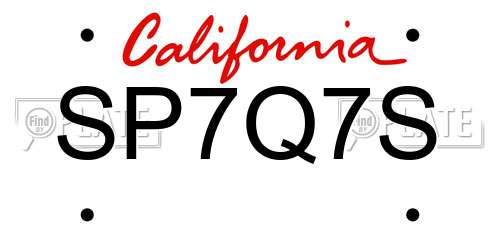 SP7Q7S California License Plate
