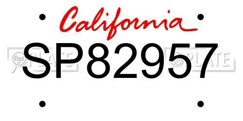 SP82957 California License Plate