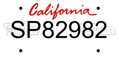 SP82982 California License Plate