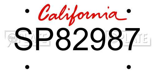 SP82987 California License Plate
