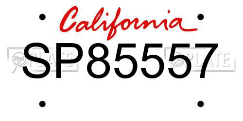 SP85557 California License Plate