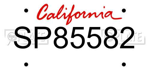 SP85582 California License Plate