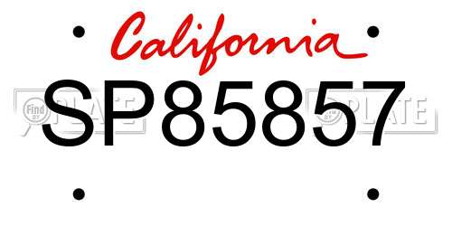 SP85857 California License Plate
