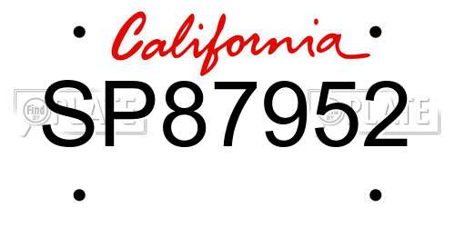 SP87952 California License Plate
