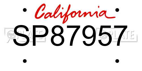 SP87957 California License Plate
