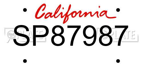SP87987 California License Plate