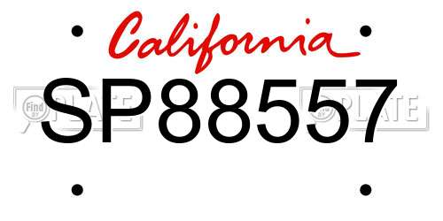 SP88557 California License Plate