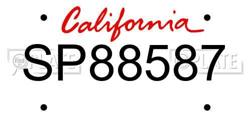 SP88587 California License Plate