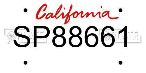 SP88661 California License Plate