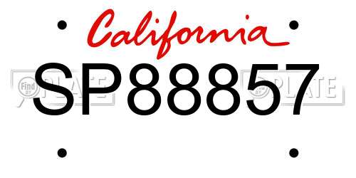 SP88857 California License Plate