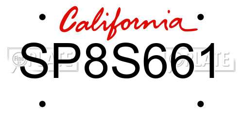 SP8S661 California License Plate