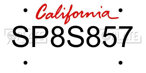SP8S857 California License Plate