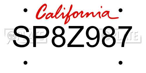 SP8Z987 California License Plate